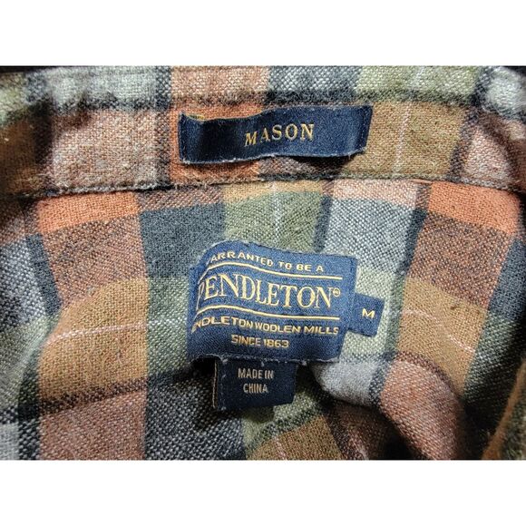 Pendleton Mason Plaid Flannel Long Sleeve Button Shirt - Medium - Picture 4 of 6